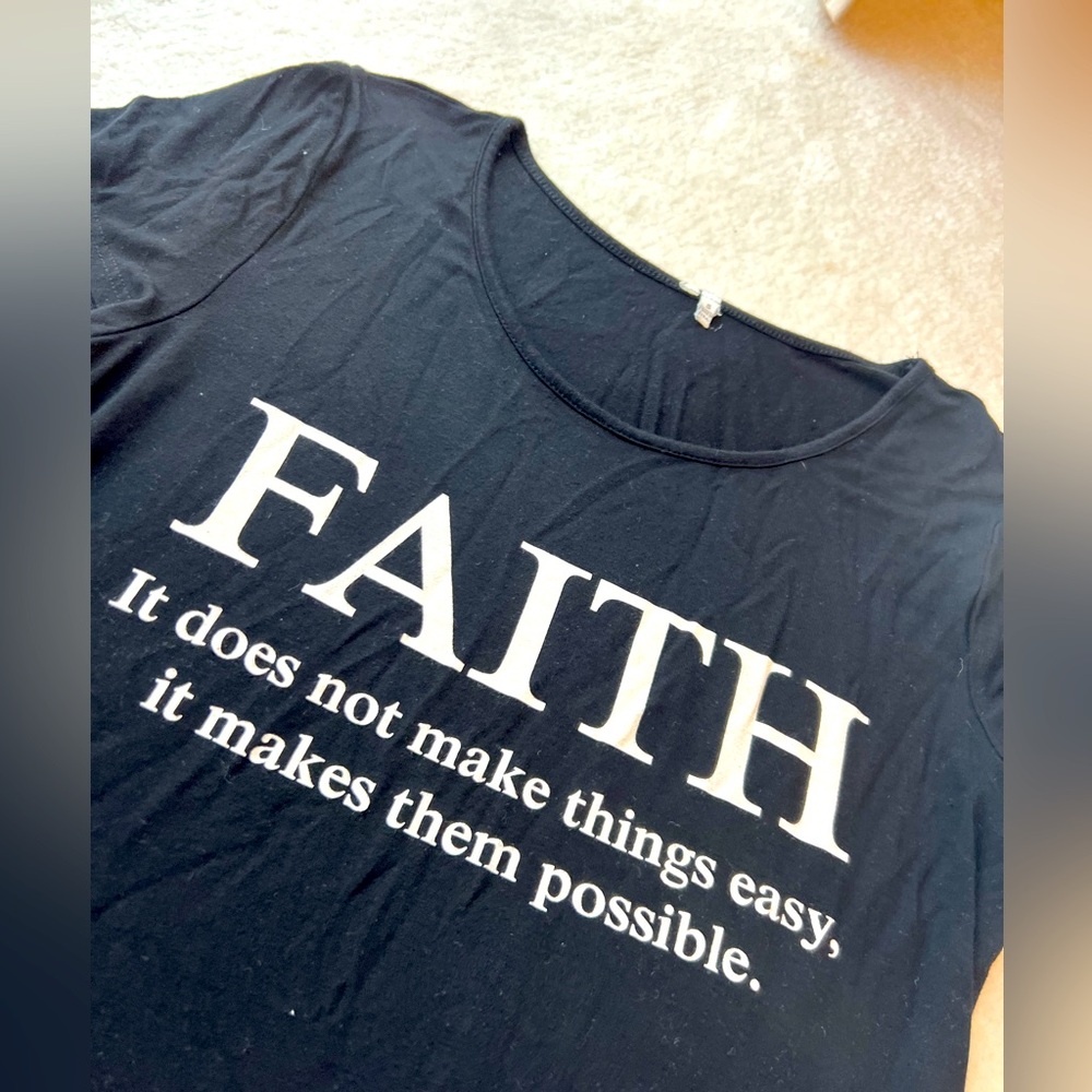 Anthropologie Black Faith Graphic Tee